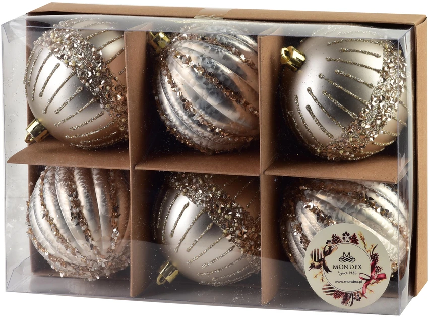 Mondex Since 1986 SANTA LILA 6 kalėdinių rutulių rinkinys 8 cm