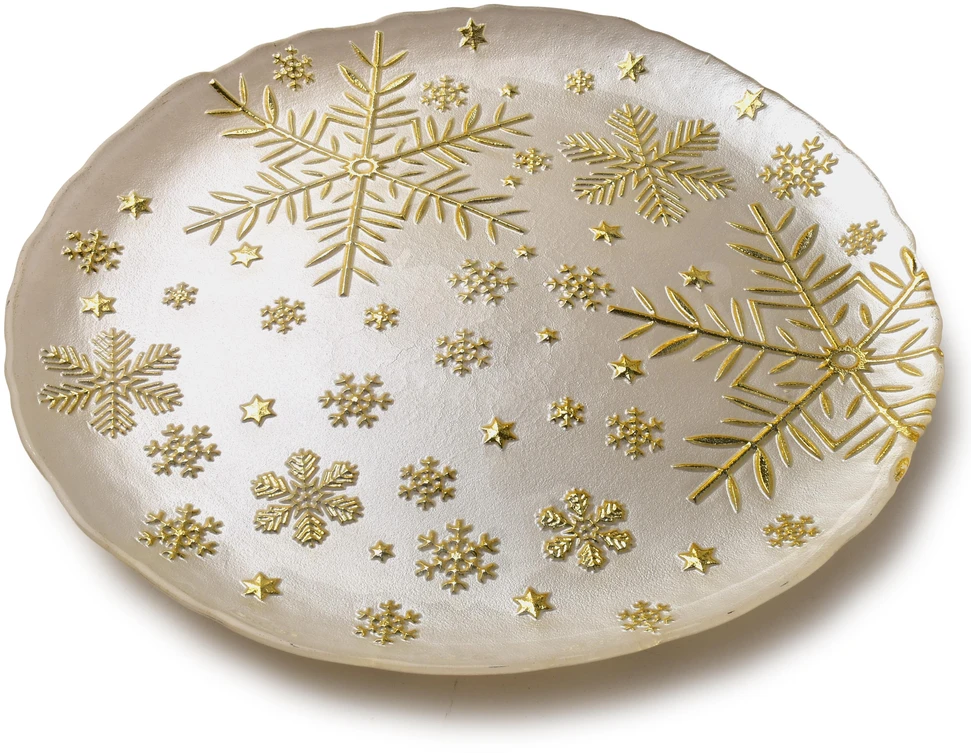 Mondex Since 1986 SANTA LILA Talerz 33x33x2,4cm balta w śnieżynki