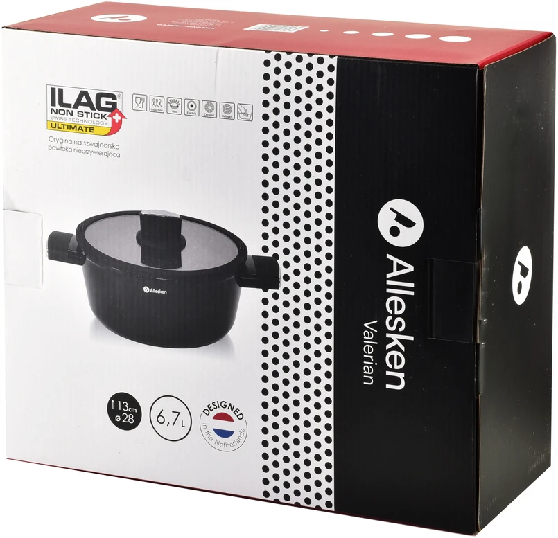 Mondex Since 1986 Mondex Indukcinis puodas 28cm 6,7L su nepridegančiu dangteliu virtuvei