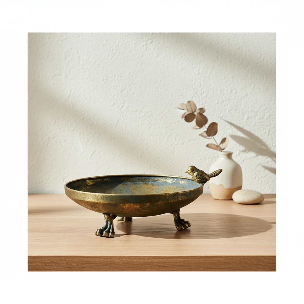Mondex Since 1986 VIOLA Dekoratyvinė lėkštė 23x23x7 cm metalinis paukštis