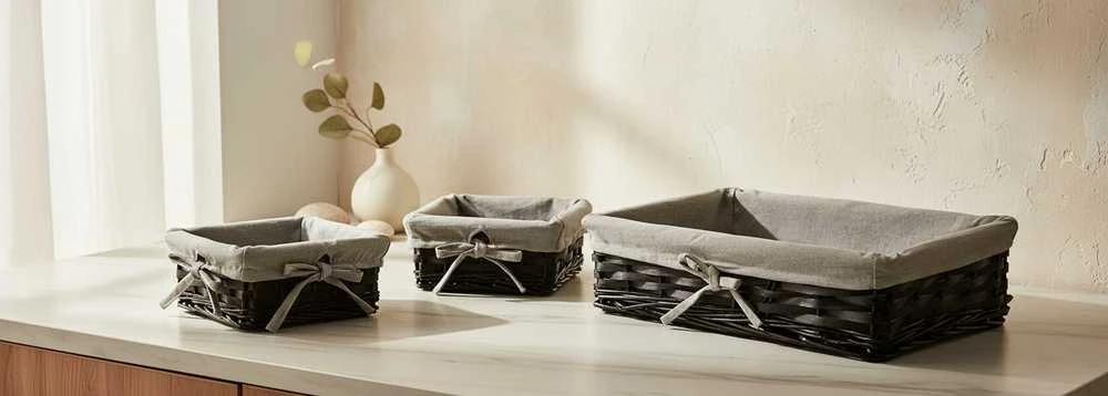 Mondex Since 1986 WILL 3 krepšių rinkinys, juodos spalvos, 39x25x9/19x16x8/19x16x8 cm, pintas