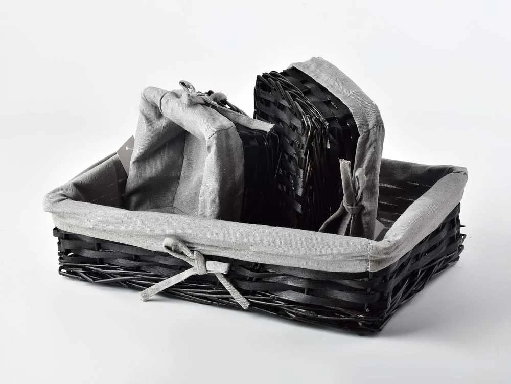 Mondex Since 1986 WILL 3 krepšių rinkinys, juodos spalvos, 39x25x9/19x16x8/19x16x8 cm, pintas