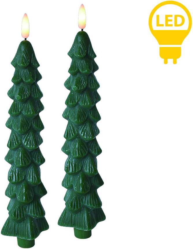 Mondex Since 1986 NIKOLAO Komplet 2 świec choinka zielonestołowe LED 5x26cm