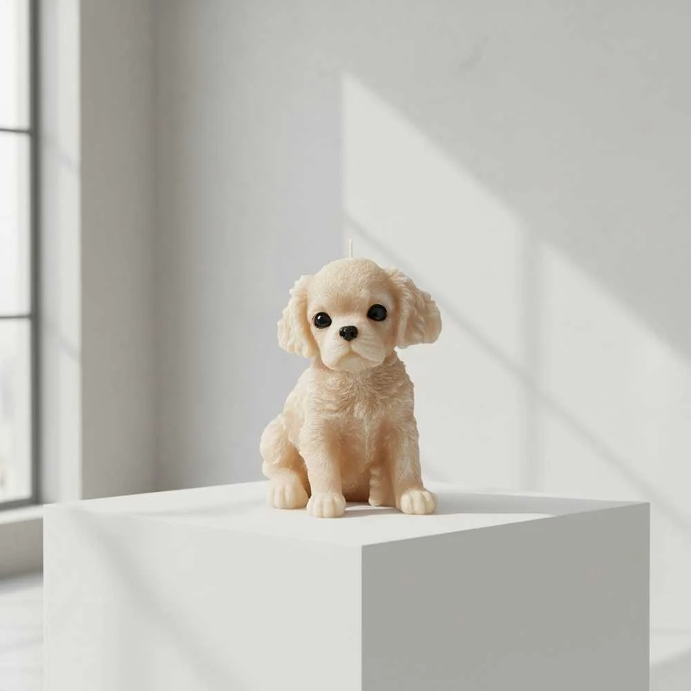 Mondex Świeca Figūrėlė ANIMALS PIES SPANIEL 11x14cm smėlio sp.