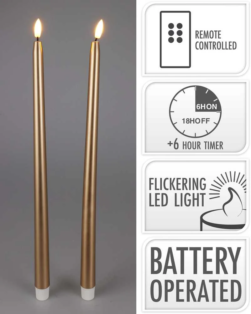Mondex Vaškuotos stalo žvakės su LED, 38 cm