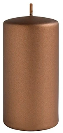 Mondex OPAL MET MAT didelė parafino cilindrinė žvakė 7x17,5 cm ruda