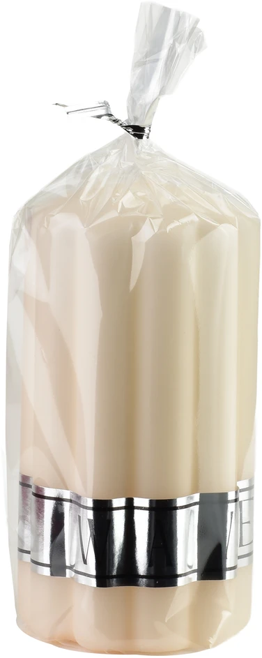 Mondex WAVE kolonėlės formos žvakė 7x20 cm, kreminė