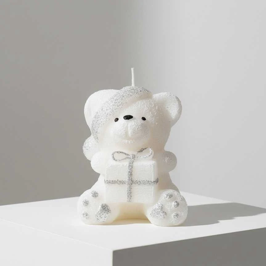 Mondex TEDDY žvakės figūrėlė 8x15cm parafino balta