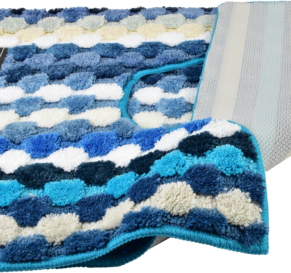 Mondex ZAC 2 kilimėlių rinkinys 50x90cm/50x40cm dryžuotas turkis