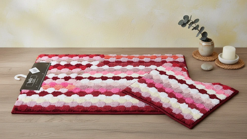 Mondex ZAC 2 kilimėlių rinkinys 50x90cm/50x40cm dryžuotas raudonas