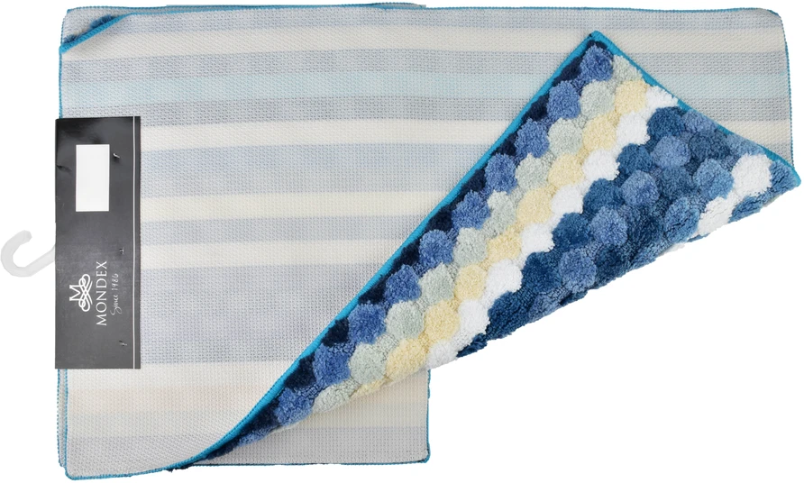 Mondex ZAC 2 kilimėlių rinkinys 50x90cm/50x40cm dryžuotas turkis