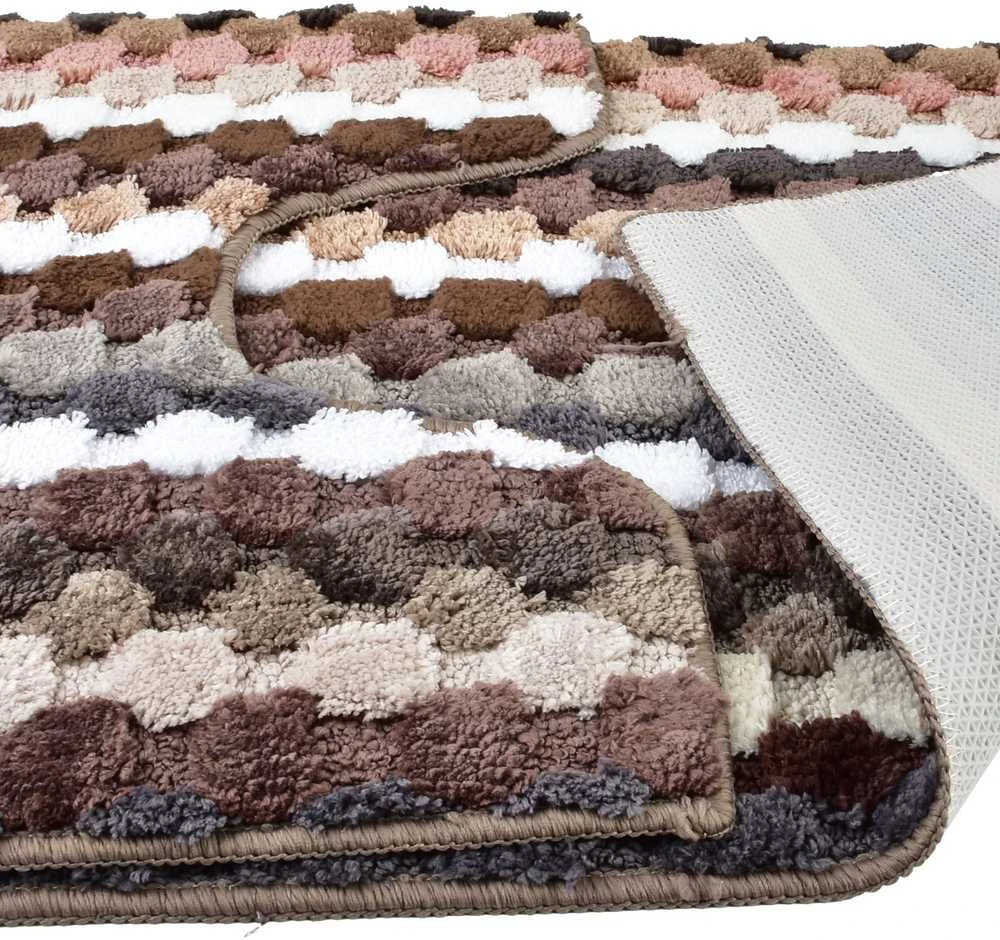 Bathlab Mondex ZAC 2 kilimėlių rinkinys 50x90cm/50x40cm rudomis juostelėmis