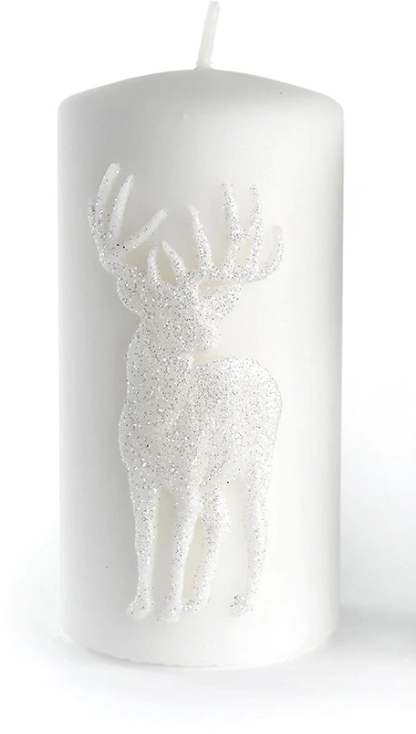 Mondex ALP DEER žvakė, mažas cilindras, parafininė, 7x7x10cm, BALTA
