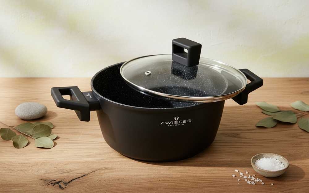ZWIEGER FORTE PUODAS 3 L SU DANGIU 20 CM Juodas INDUKCINIS ALUMINIUMAS