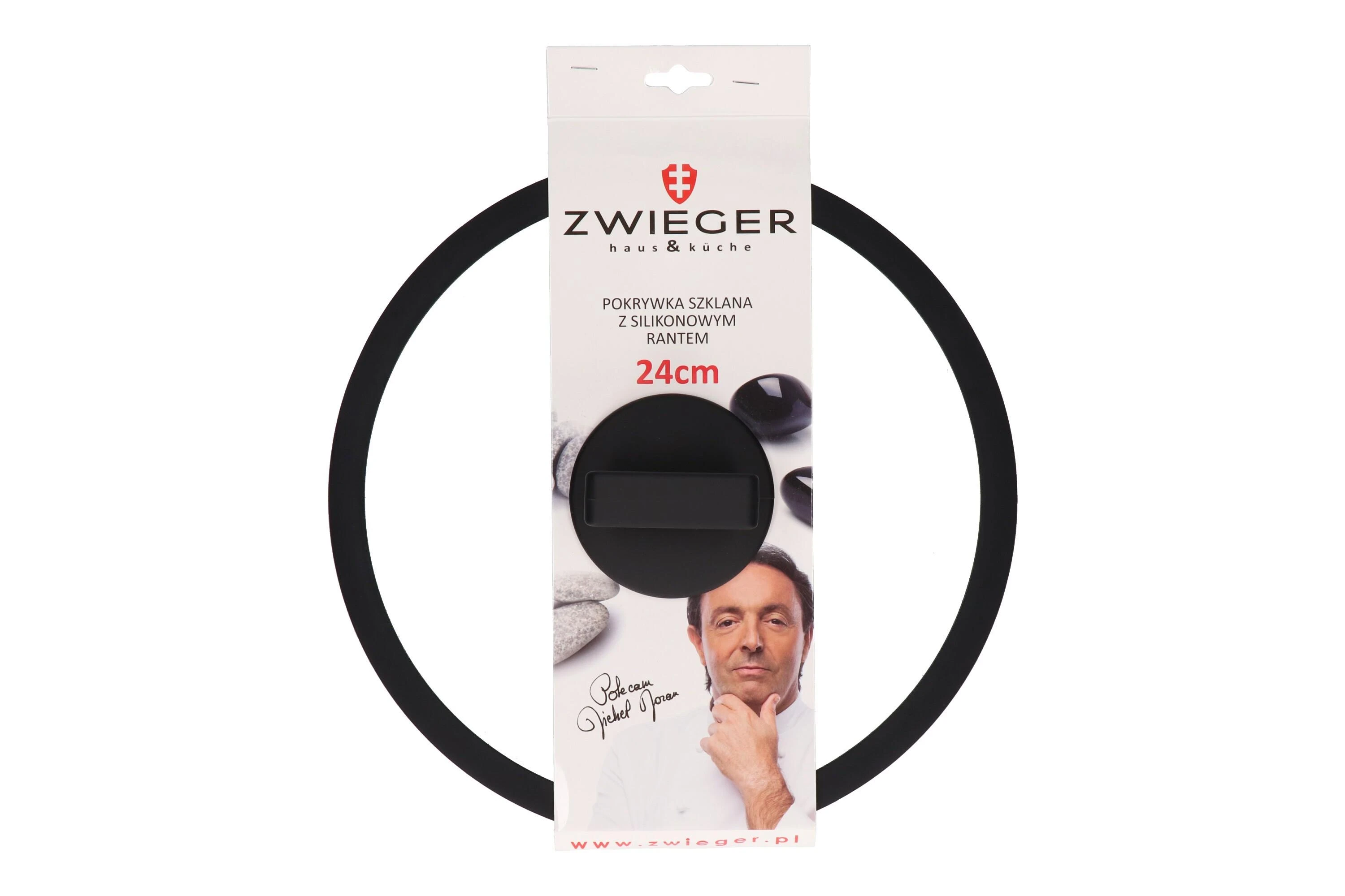 Zwieger 24 cm stiklinis dangtis su silikoniniu apvadu