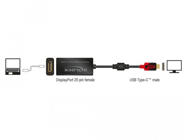 Delock DisplayPort adapteris, skirtas USB Type-C™ monitoriui 4K 60 Hz