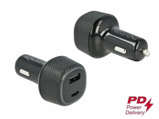 Delock automobilinis įkroviklis USB Type-C™ PD 3.0 ir USB Type-A su 63 W
