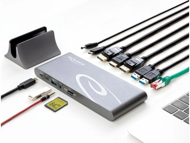 „Delock USB Type-C™ DP 1.4“ prijungimo stoties trigubas 4K ekranas –