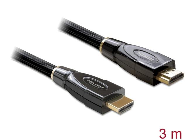 Delock kabelis HDMI A kištukas > HDMI A kištukas tiesus / tiesus 3 m Premium