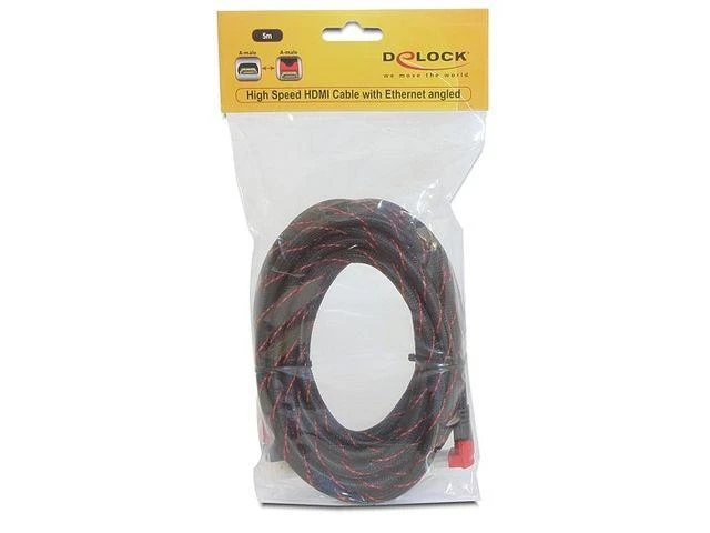 DELOCK kabelis didelės spartos HDMI su Ethernet kampu A-A / vyriškas-vyras 5m