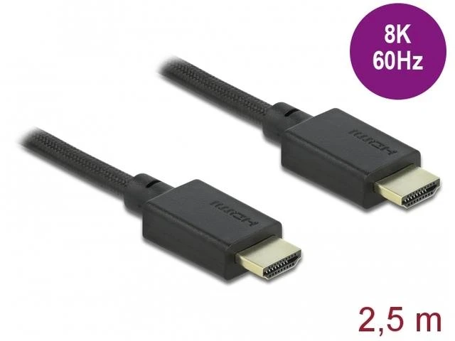 Delock 8K HDMI 2.5 m kabelis su pintos tekstūros laidu