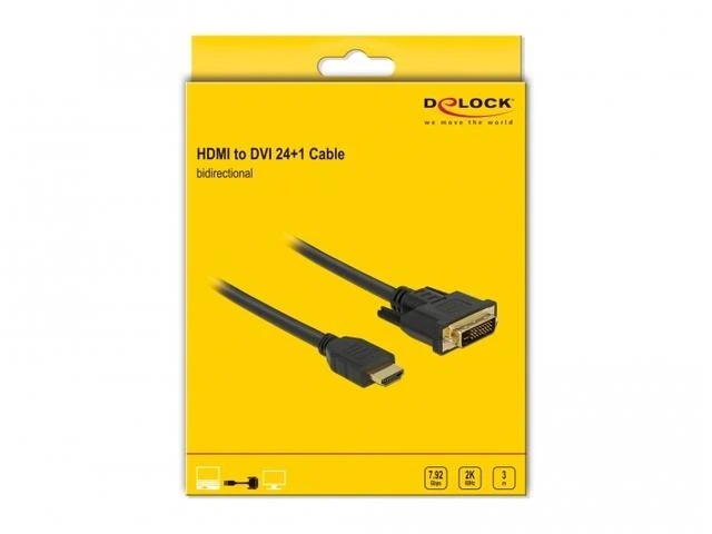 Delock kabelis DVI 24+1 kištukas > HDMI-A kištukas 3,0 m