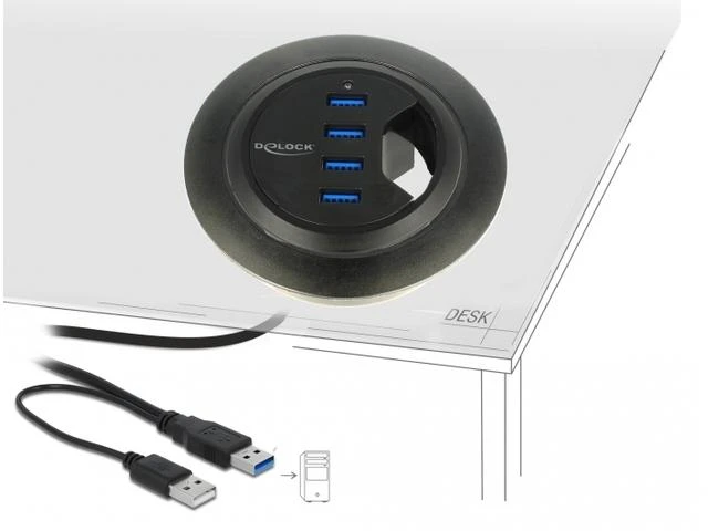 Delock HUB USB 3.0 stalo šakotuvas 60 mm 4 x USB 3.0 prievadai Delock