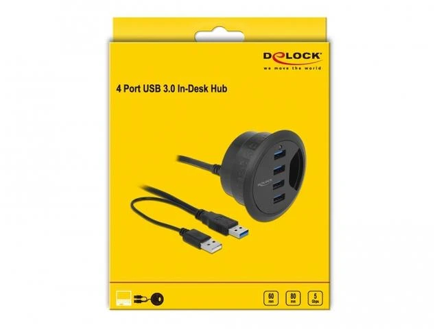 Delock HUB USB 3.0 stalo šakotuvas 60 mm 4 x USB 3.0 prievadai Delock