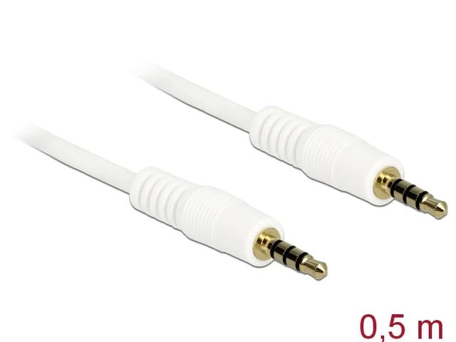 DeLOCK 83439 kabelio lizdo kištukas 3,5 mm lizdo kištukas iki 3,5 mm lizdo kištukas 0,5 m baltas
