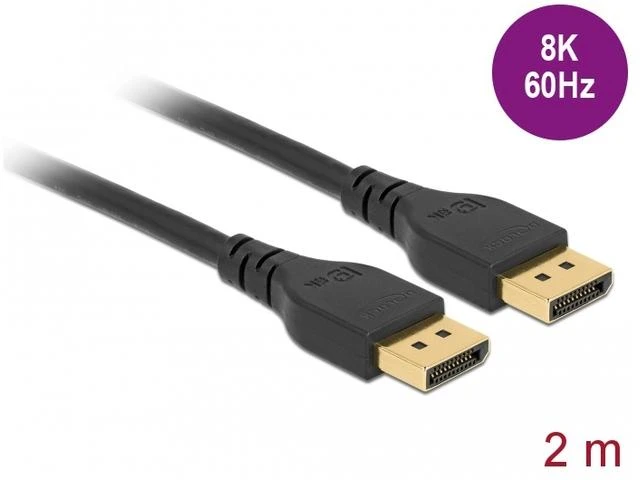 Delock DisplayPort kabelis 8K 60 Hz 2 m DP 8K sertifikuotas be prisegimo funkcijos