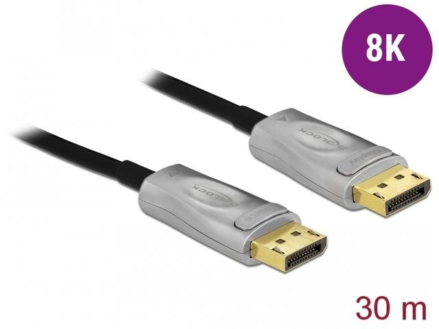 KABELIS DISPLAYPORT M/M 20 PIN V1.4 30M 8K 60HZ OPTYCZNY AKTYWNY JUODA DELOCK