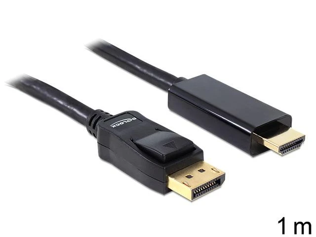 Delock Cable DisplayPort 1.1 vyriškas > Didelės spartos HDMI-A vyriškas pasyvus 1 m juodas