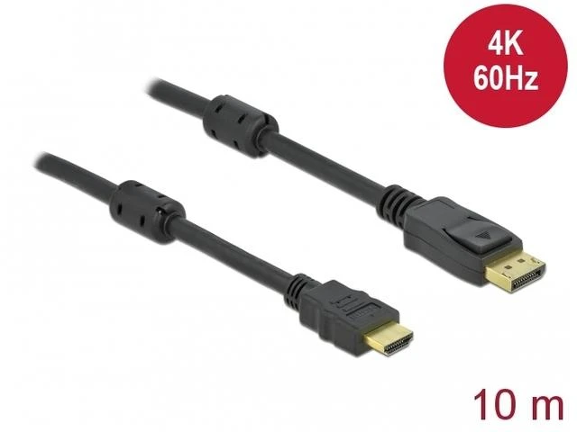 DisplayPort į HDMI laidas 10m su feritiniais filtrais