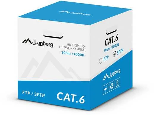 LANBERG LCS6-11CU-0305-S SFTP vijos kabelis CU kat. 6 305m pilka
