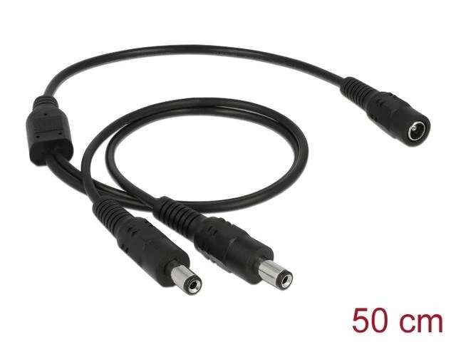 Delock Kabelis 1 x nuolatinė 5,5 mm x 2,1 mm (moteriška) - 2 x nuolatinė 5,5 x 2,1 mm (vyriška) (83286)