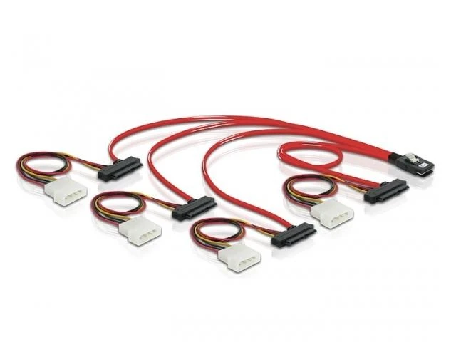 Delock Cable mini SAS SFF-8087 > 4 x SAS SFF-8482 + Galia 50 cm