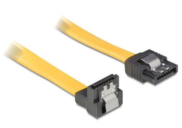DELOCK Cable SATA 10cm geltonas žemyn/tiesus metalinis