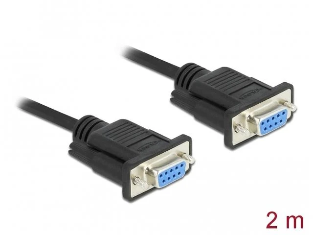 Delock nuoseklusis kabelis RS-232 Sub-D9 iš lizdo į lizdą nulinis modemas 2 m