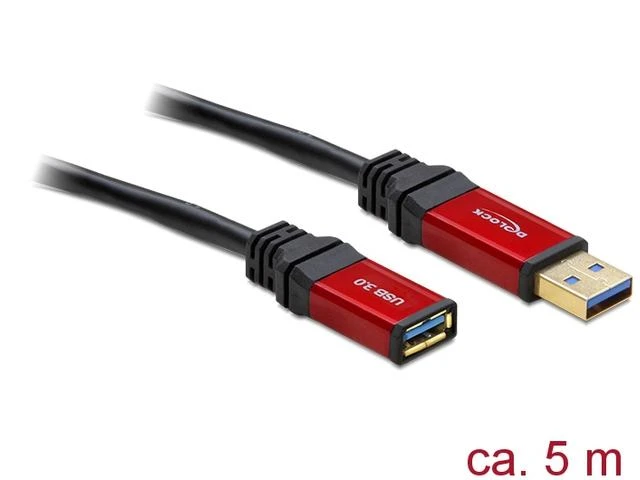 Delock ilgintuvas USB 3.0 tipo A kištukas > USB 3.0 tipo A moteriškas 5 m Premium