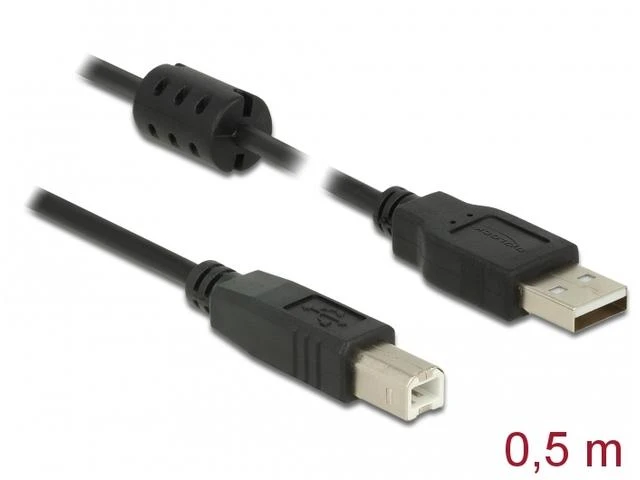 Kabelis USB Delock USB-A - USB-B 0.5 m Juodas (84894)
