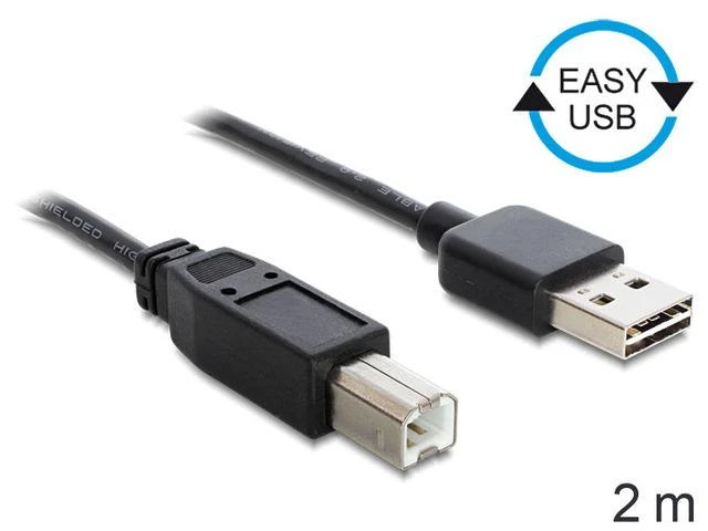 Delock Cable EASY-USB 2.0 A tipo kištukas > USB 2.0 B tipo kištukas 2 m juodas