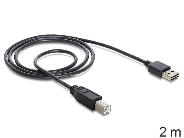 Delock Cable EASY-USB 2.0 A tipo kištukas > USB 2.0 B tipo kištukas 2 m juodas