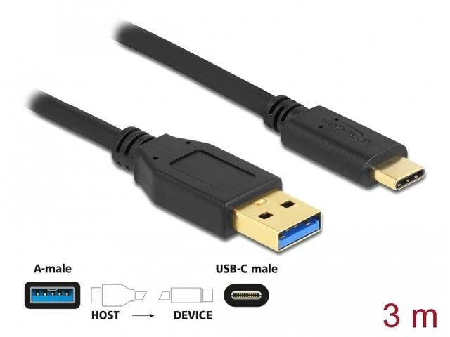 Delock SuperSpeed USB (USB 3.2 Gen 1) kabelis Type-A į USB Type-C™ 3 m