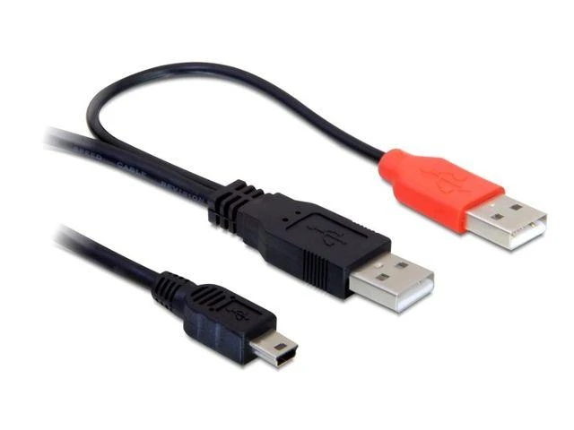 Kabelis USB Delock miniUSB - 2x USB-A 1 m Juodas (82447)