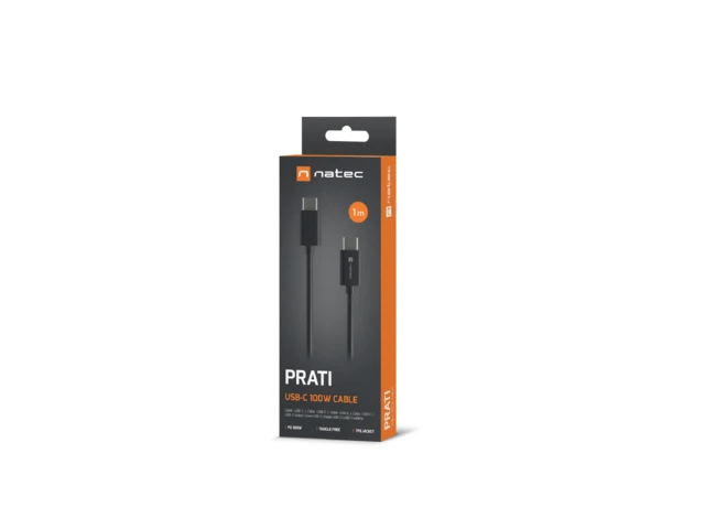 NATEC Prati USB-C 2.0 cable M/M 1m PD 100W juodas