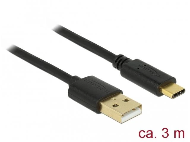 Delock kabelis USB 2.0 Type-A kištukas > Type-C™ 2.0 kištukas 3,0 m juodas