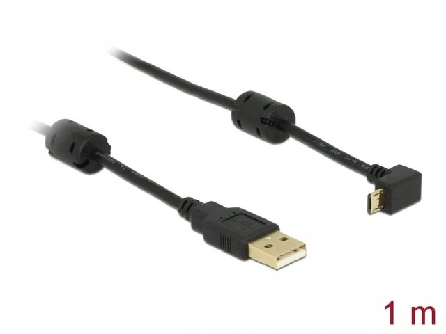 Delock Atrakinimo kabelis USB-A kištukas > USB mikro-B kištukas, pasuktas 90° aukštyn / žemyn