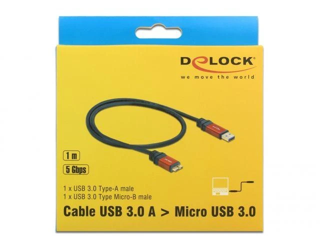 DELOCK kabelis USB 3.0 raudonas A > mikro-B 1,0m