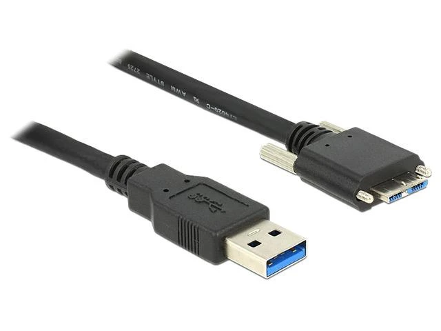 USB MICRO(M) KABELAS SU VARŽTAIS->USB-A(M) 3.0 1M JUODA DELOCK