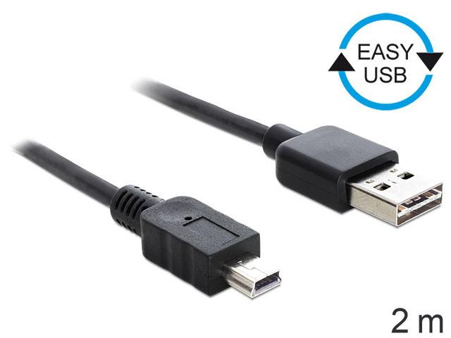 „Delock“ kabelis EASY-USB 2.0 tipo A kištukas > USB 2.0 tipo Mini-B kištukas 2 m